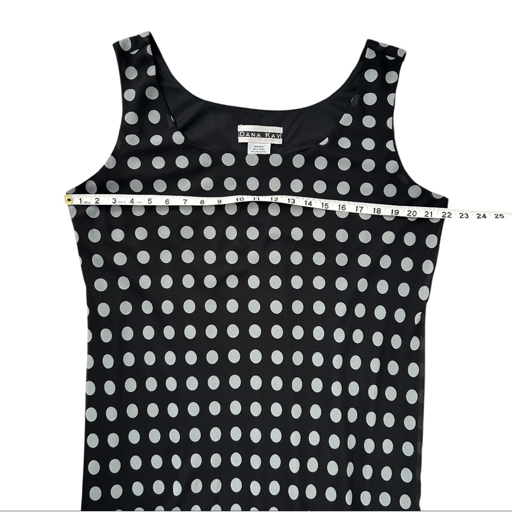 DANA KAY Women’s Sleeveless Maxi Dress Black White PolkaDot Chiffon Overlay 18W - Picture 9 of 12